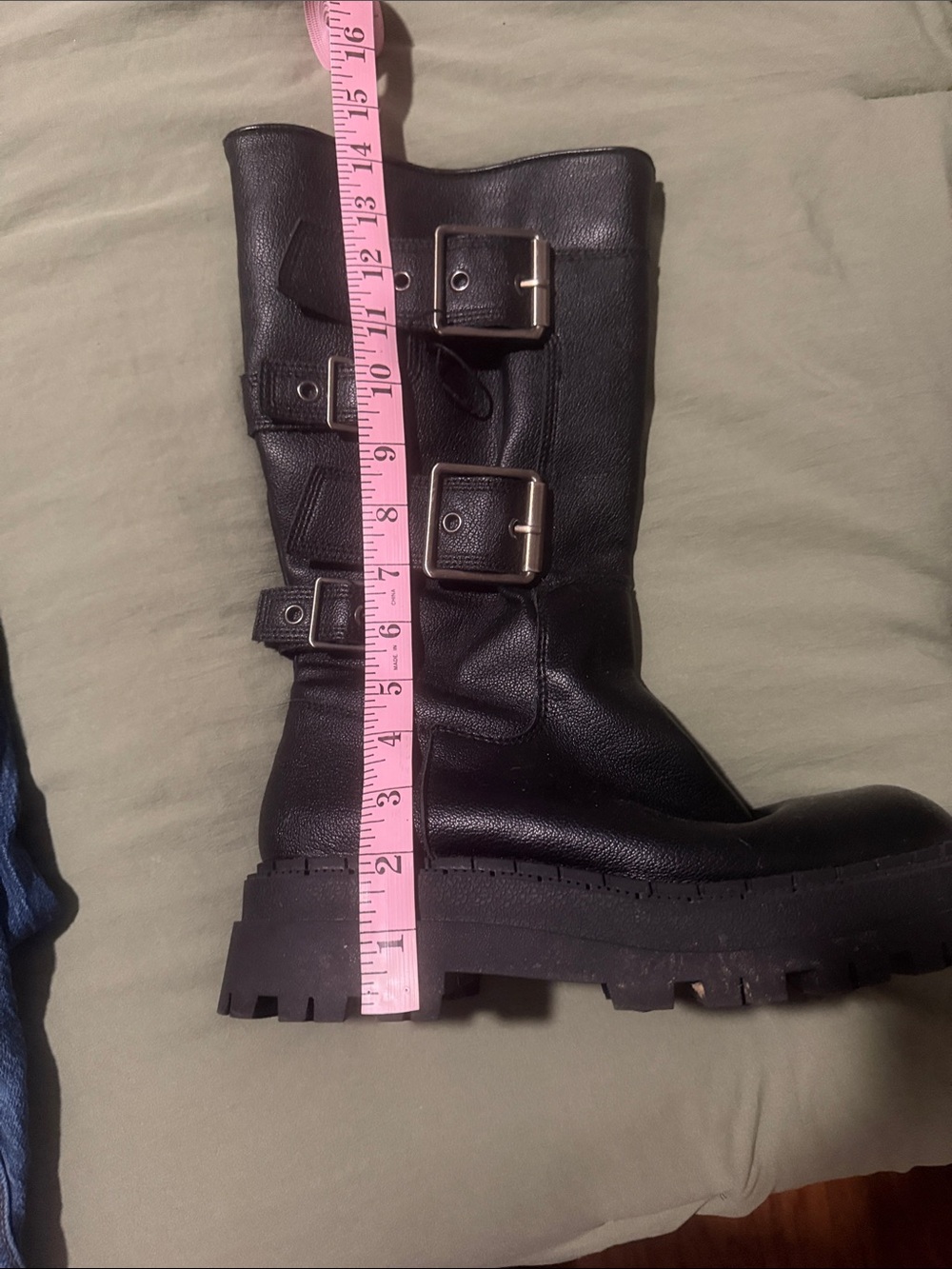 Zara Black Buckled Lug Sole Platform Boots - Picture 11 of 13
